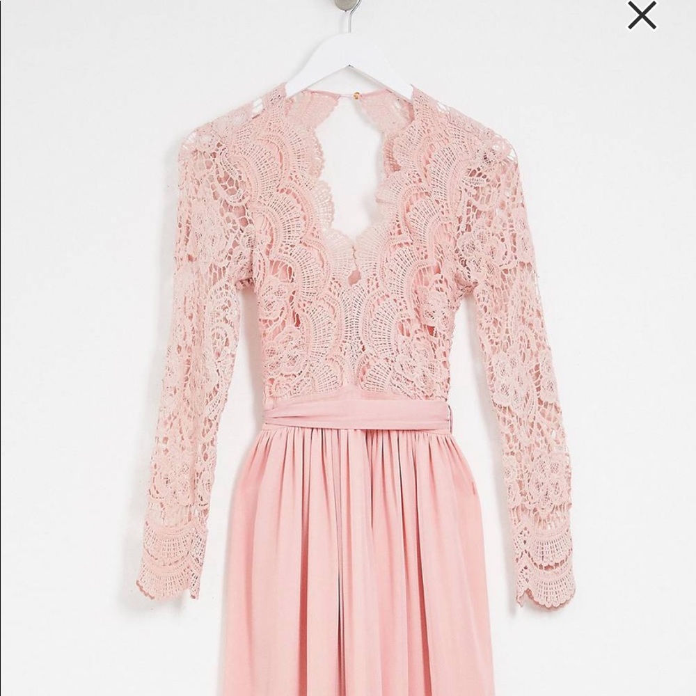 Crochet lace chiffon maxi dress